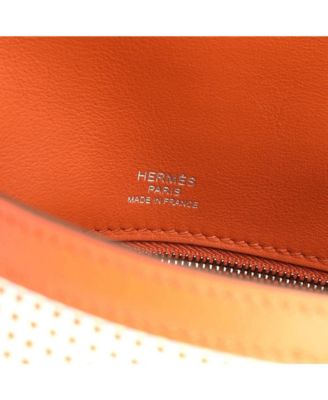 Kelly 28 Handbag Quadrille Canvas and Orange Swift with Palladium Hardware
