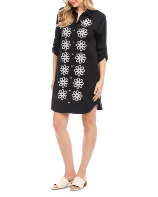 Roll Tab Embroidered Shirtdress