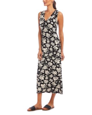 Sleeveless V Neck Midi Dress