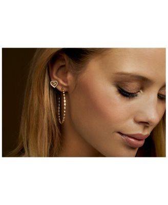 14K Yellow Gold Diamond Evil Eye Hoop Earrings