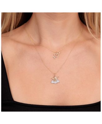 14K Yellow Gold Arrow Through the Heart Charm Necklace, 18"