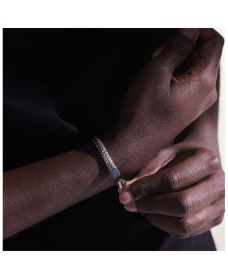 Sterling Silver Icon Bracelet with Pav&eacute; Blue Sapphires, 5mm