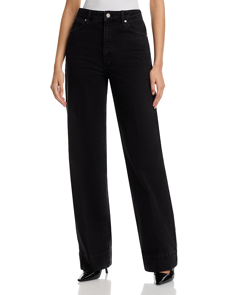 Frame The Streamline High Rise Straight Leg Jeans In Sutro In Black