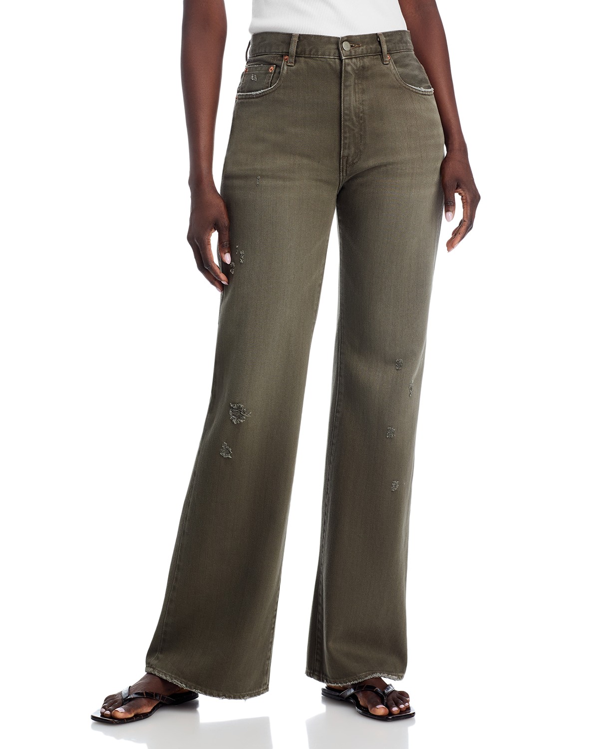 Dena High Rise Bootcut Jeans in Vintage Dark Olive