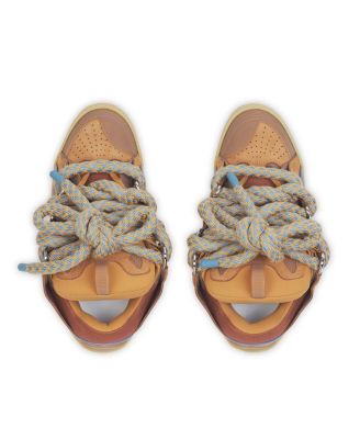  Men's Curb Sneakers in Leather with Snake Laces