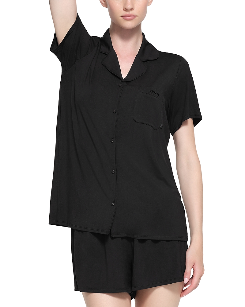 Skims Womens Soft Lounge Stretch-woven Short Pyjamas Onyx In Black