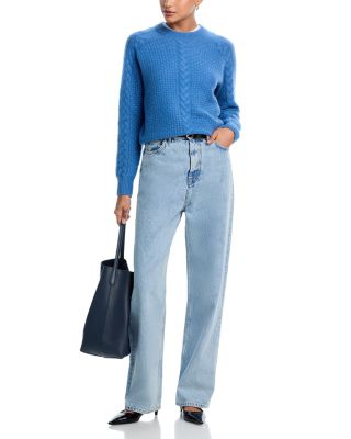 100% Cashmere Basketweave Cable Crewneck Sweater - Exclusive