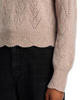 AQUA 100% Cashmere Pointelle Mock Neck Sweater - Exclusive