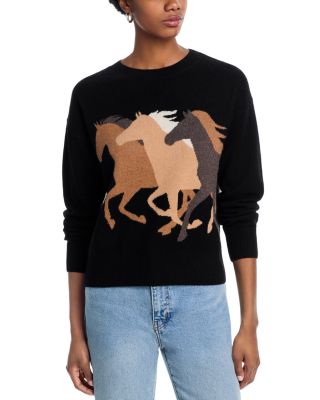 AQUA - 100% Cashmere Horse Intarsia Sweater - Exclusive