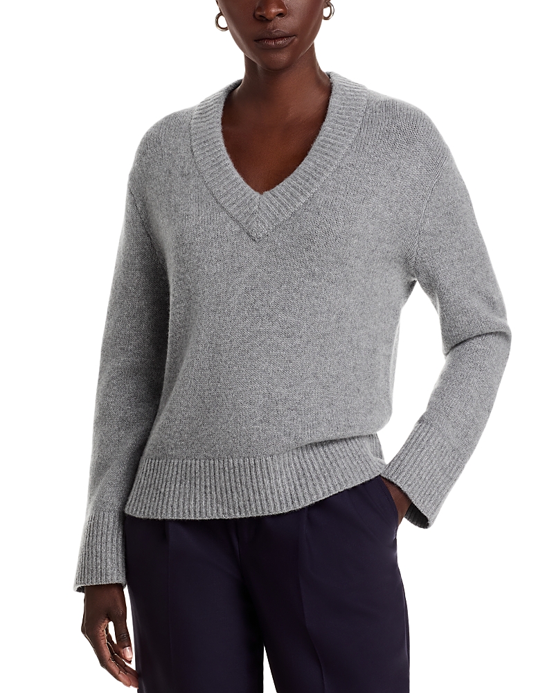 C By Bloomingdale's Cashmere New V Neck Sweater - Exclusive In Gray