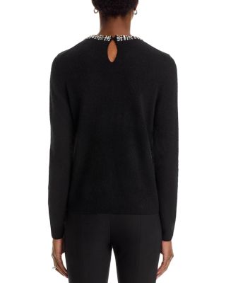 100% Cashmere Crystal Trim Sweater - Exclusive