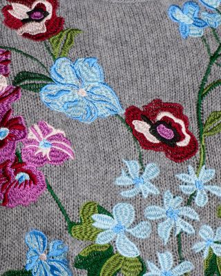 100% Cashmere Garden Floral Mock Neck Sweater - Exclusive