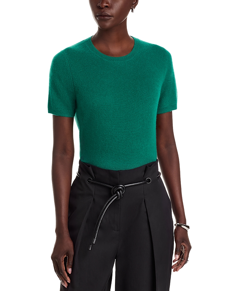 C By Bloomingdale's Cashmere 100% Cashmere Short Sleeve Crewneck Sweater - Exclusive In Emerald