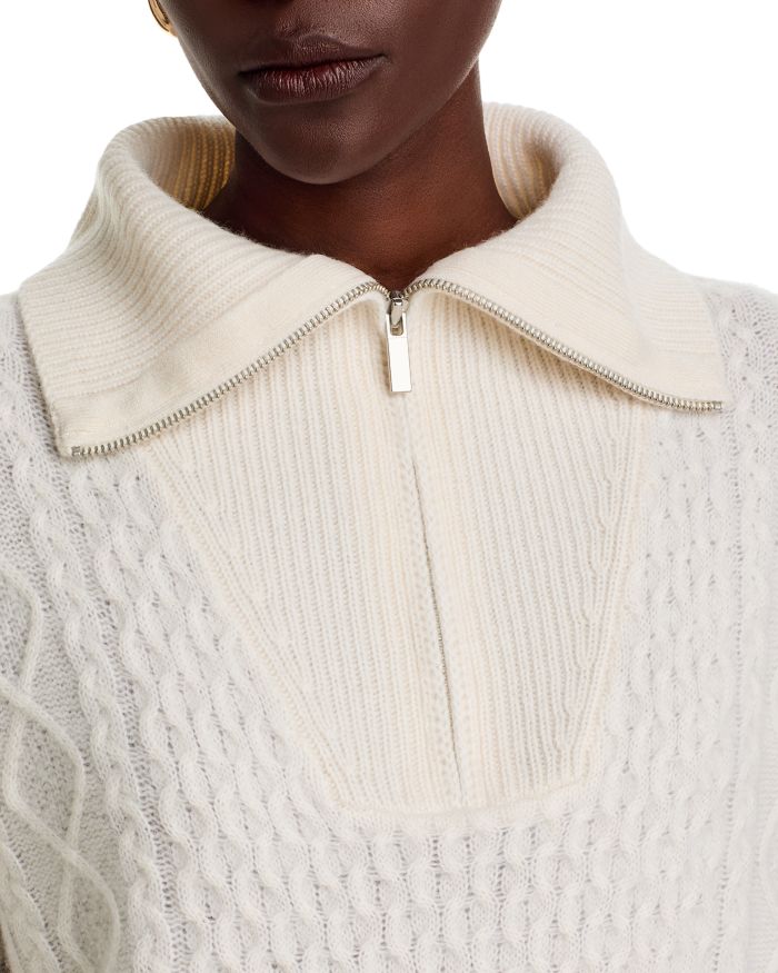 Cashmere Quarter Zip Cable Knit Sweater - Exclusive