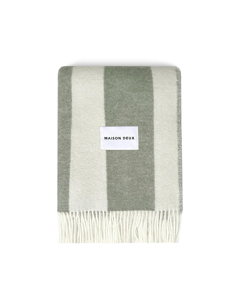 Maison Deux Rough Stripe Agave Blanket, 51 L X 78 W