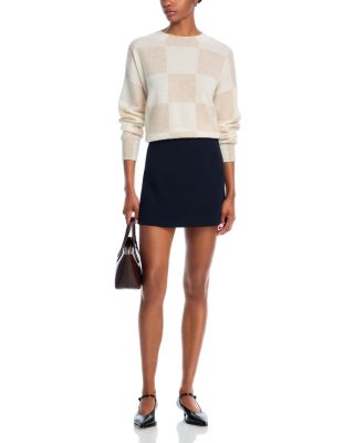 100% Cashmere Brushed Cropped Check Sweater - Exclusive