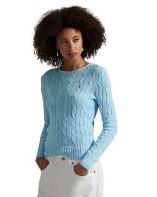 Cable Knit Cotton Crewneck Sweater