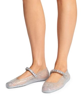 フラットシューズ JIMMY CHOO THE JELLY TRANSPARENT BALLET FLATS WITH CRYSTALS Jimmy Choo Women's The Jelly Transparent Crystal Ballet