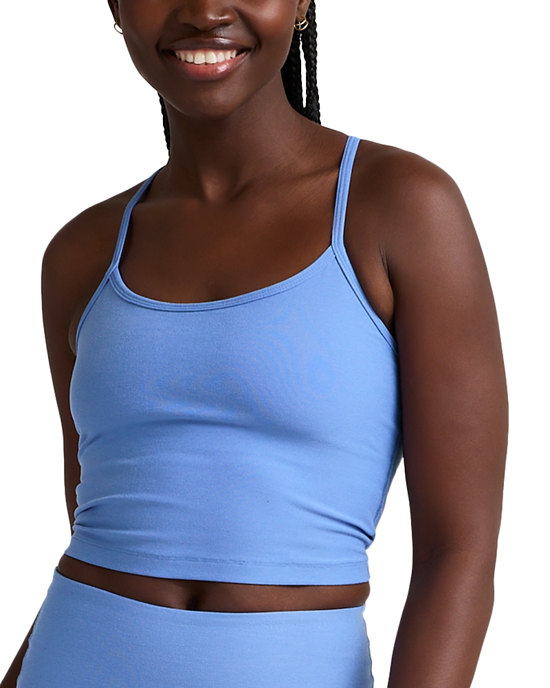 Beyond Yoga Spacedye Slim Racerback Cropped Tank in Flower Blue Heather