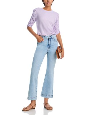 Carson High Rise Ankle Flare Jeans in Pale Stone
