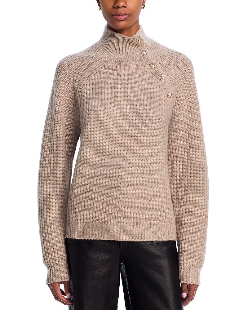 Aqua Cashmere Button Raglan Sleeve Sweater - Exclusive In Nude