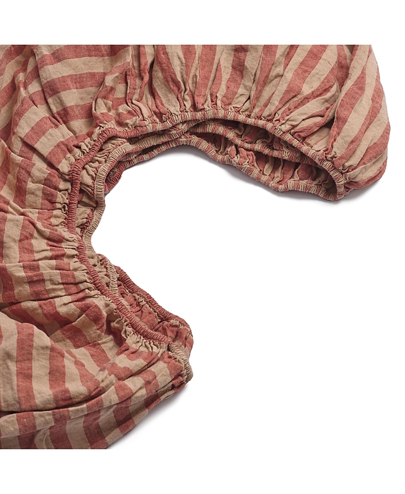Piglet In Bed Pembroke Stripe Linen Fitted Sheet, Twin