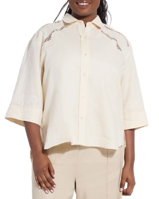 Lyssé Plus - Roxanna Linen Embroidered Shirt