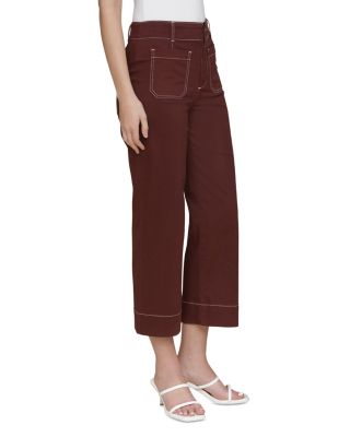 Contrast Stitch Crop Wide Leg Pants 