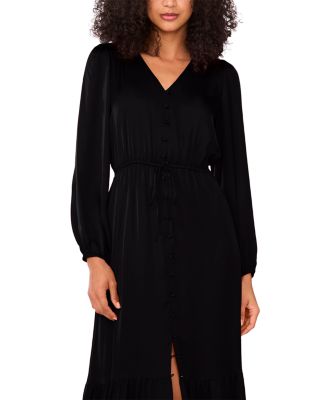 Elastic Waist Button Maxi Dress