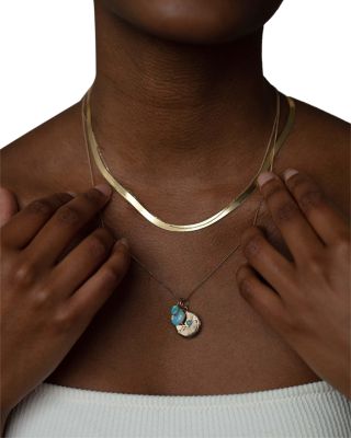 14K Yellow Gold Oval Solo Charm Necklace, 16&amp;quot;