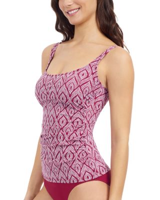 Plume Square Neck D Cup Tankini &amp; Tutti Fruitti Shirred High Waist Bottom