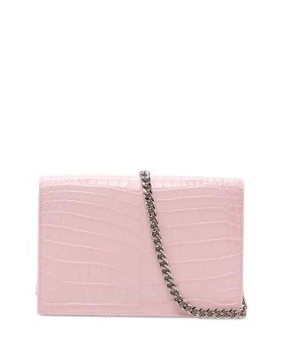 Skull Mini Croc Embossed Leather Crossbody Bag