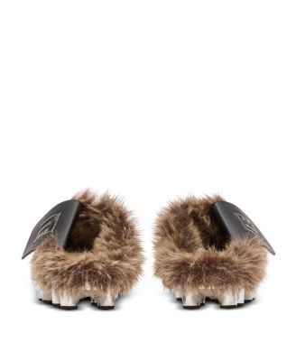 Men's Half Time Faux Fur Lined Mules with Technical Fabrics