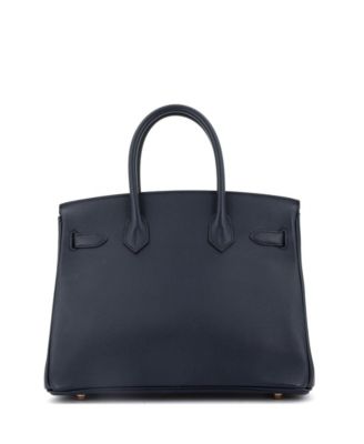 Birkin 30 Handbag Blue Epsom with Rose Gold Hardware