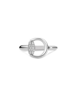 18K White Gold Horsebit Diamond Pav&eacute; Ring