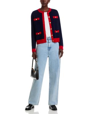 100% Cashmere Contrast Trim Cardigan - Exclusive