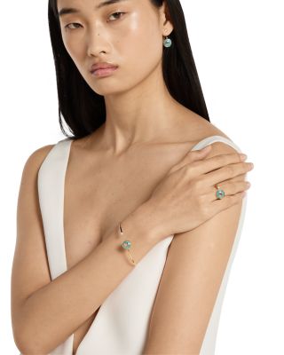 18K Yellow Gold Diamond & Amazonite Interlocking Flex Bracelet