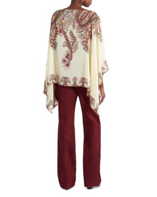 Silk Printed Asymmetric Sleeve Blouse