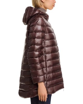 Quilted Hooded A Line Coat