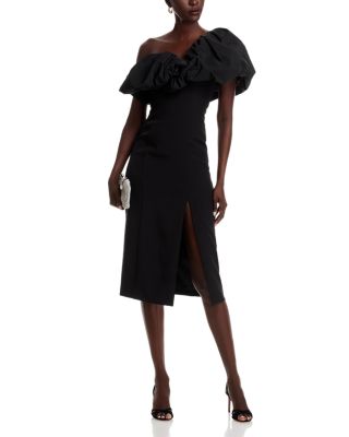 Puff Shoulder Solid Dress