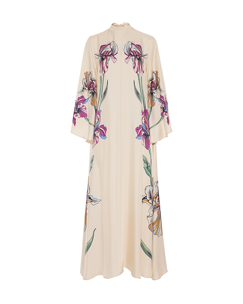 La Doublej Magnifico Floral Silk Twill Kaftan In Neutral