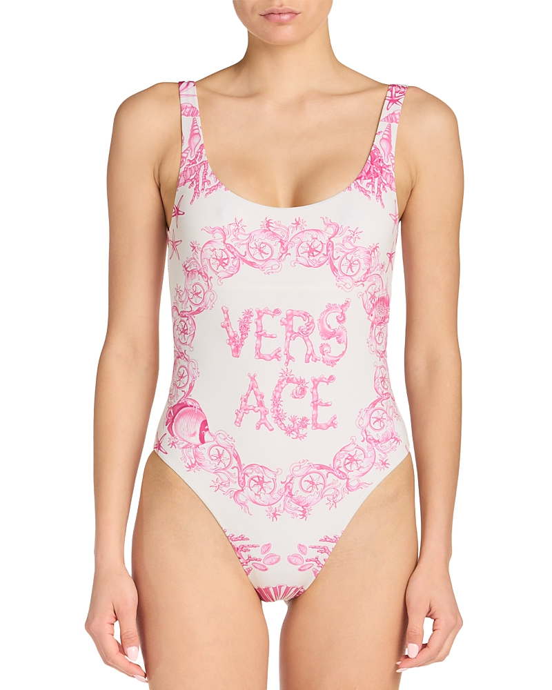 Versace Barocco Logo Tank One Piece Swimsuit