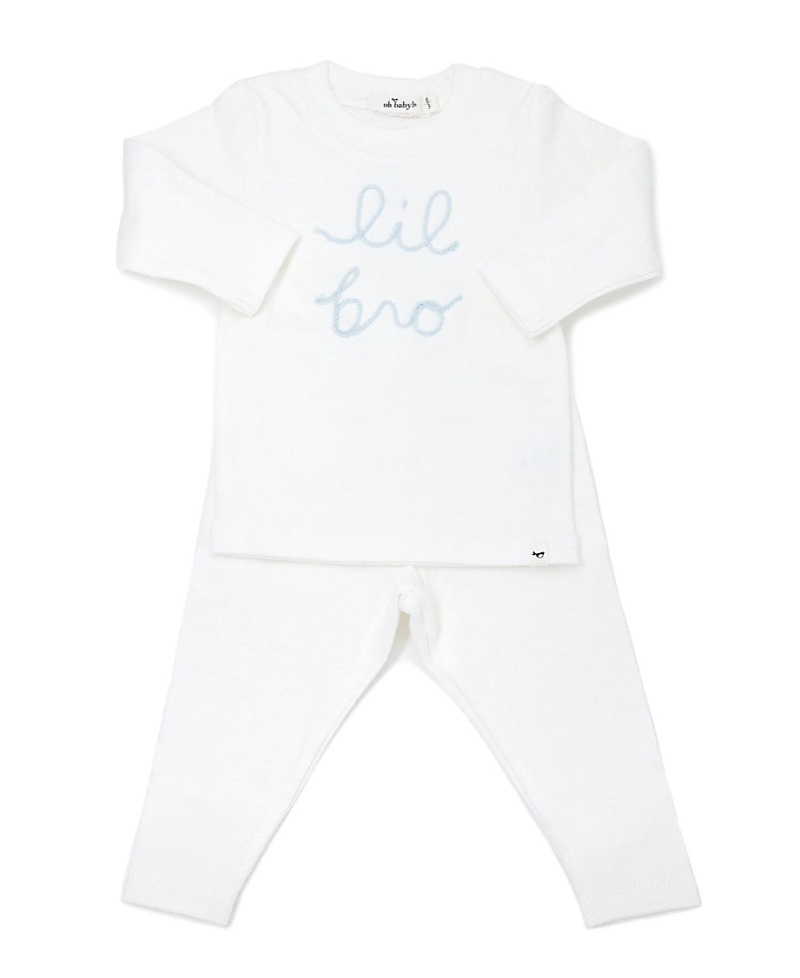OH BABY OH BABY! LIL BRO EMBROIDERED TWO PIECE SET - BABY