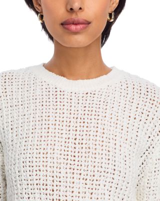 Open Knit Crochet Short Sleeve Sweater - Exclusive