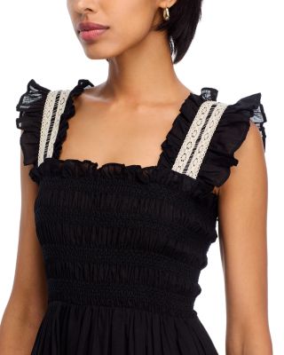 Smocked Lace Inset Midi Dress - Exclusive