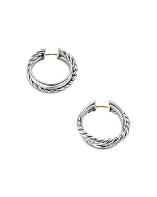 Crossover Hoop Earrings in Sterling Silver, 22.3mm