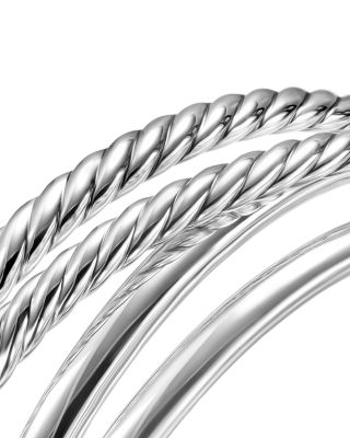 Bold Crossover Multi Row Cuff Bracelet in Sterling Silver, 24.4mm