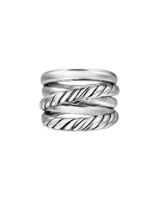 Crossover Five Row Ring in Sterling Silver, 17.5mm