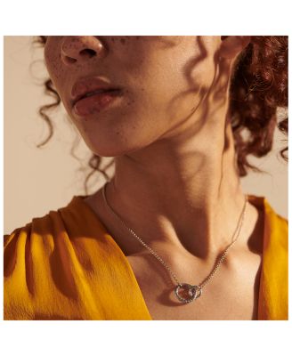 Sterling Silver Classic Chain Interlocking Circle Station Necklace, 18"