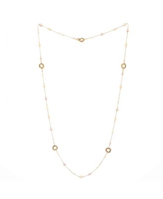 Trinity Station Long Necklace 18K Tricolor Gold with Pearls